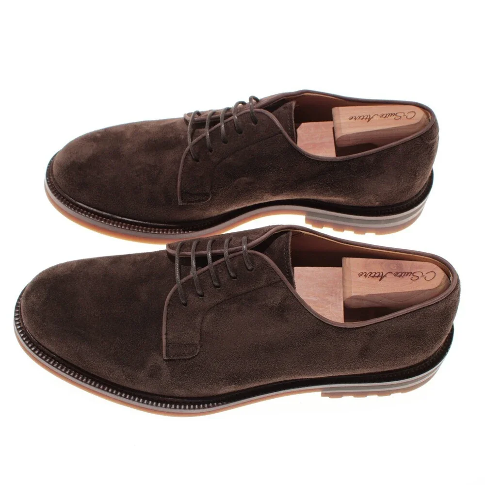 Brunello Cucinelli NWB Derby Dress Shoes Size 43 (US 10) in Brown Suede